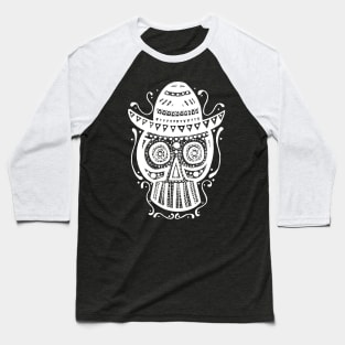 Sombrero Skull (White) Baseball T-Shirt